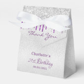 Verjaardag zilveren paarse druppels dank u bedankdoosjes (Voorkant Zijde)