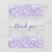 Verjaardag zilveren paarse glitter bedankkaart (Voorkant)