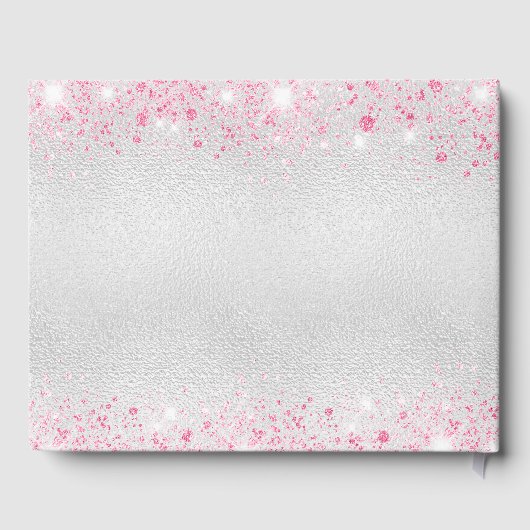 Verjaardag zilveren roze naam gastenboek (Achterkant)