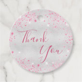 Verjaardag zilveren roze sprankelingen bedankt bedankjes labels (Voorkant)