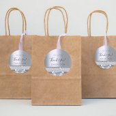 Verjaardag zilveren strikje dank je ronde sticker