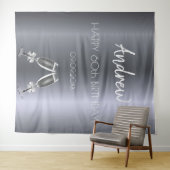 Verjaardag zilveren vos mannen jongens grijs moder wandkleed (In Situ (horizontaal))