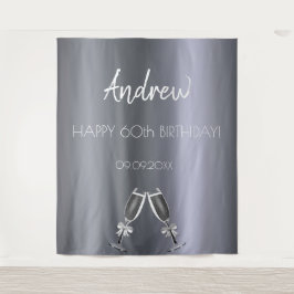 Verjaardag zilveren vos mannen jongens grijs moder wandkleed