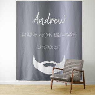 Verjaardag zilveren vos mannen trendy grijs wandkleed