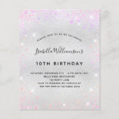 Verjaardag zilverkleurige roze paarse glitter uitn (Voorkant)