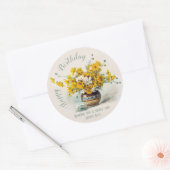 Verjaardag Zoet & Zonnig De Longpre bloemen CC1014 Ronde Sticker (Envelop)