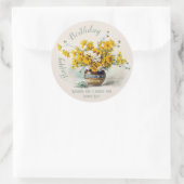 Verjaardag Zoet & Zonnig De Longpre bloemen CC1014 Ronde Sticker (Tas)