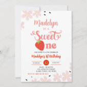 Verjaardag Zoete Eén Eerste Verjaardag Aardbei Kaart (Voorkant)