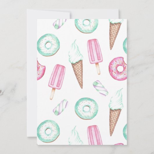 Verjaardag Zoete Ijsjes Waterverf Stijl Kaart (Achterkant)