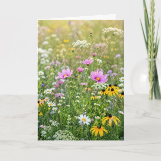 Verjaardag Zomer Bloemenweide Kaart (Voorkant)