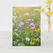 Verjaardag Zomer Bloemenweide Kaart (Gele Bloem)