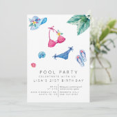 Verjaardag Zomer Pool Party Uitnodiging (Staand voorkant)