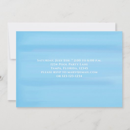 Verjaardag Zomer Trendy Zwembad Party Kaart (Achterkant)