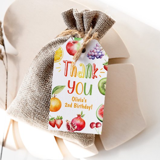 Verjaardag zomerfruit bedankt cadeaulabel