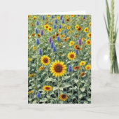 Verjaardag Zonnebloem en Wildflower Field Kaart (Voorkant)