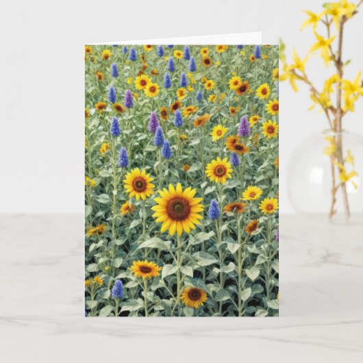 Verjaardag Zonnebloem en Wildflower Field Kaart (Gele Bloem)