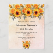 Verjaardag zonnebloem geel sinaasappel budget uitn flyer (Voorkant)