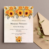 Verjaardag zonnebloem geel sinaasappel budget uitn flyer