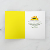 Verjaardag Zonnebloem met Zonnebril Kaart (Binnen)