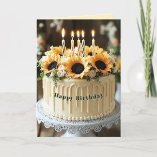 Verjaardag Zonnebloemen Kaarsen   Kaart
