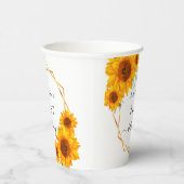 Verjaardag zonnebloemen wit goud geometrische naam papieren bekers (Rechts)