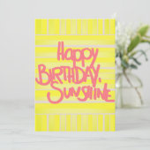 Verjaardag zonneschijn neon geel zon wenskaart (Staand voorkant)