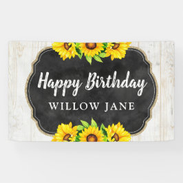 Verjaardag Zonneschijn & Rustieke Houten Feestdeco Spandoek