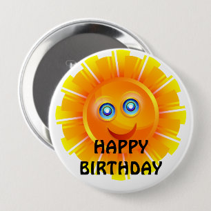 VERJAARDAG: Zonneschijn verjaardag Ronde Button 4,0 Cm