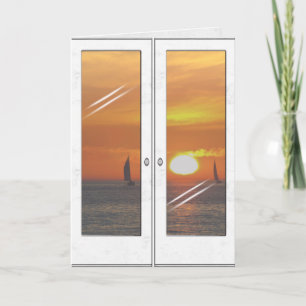 Verjaardag-zonsondergang en zeilboten kaart