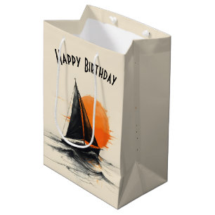 Verjaardag zonsopgang zeilboot silhouet schets medium cadeauzakje