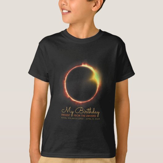 Verjaardag Zonsverduistering 2024 april 8 Totale v T-shirt (Voorkant)
