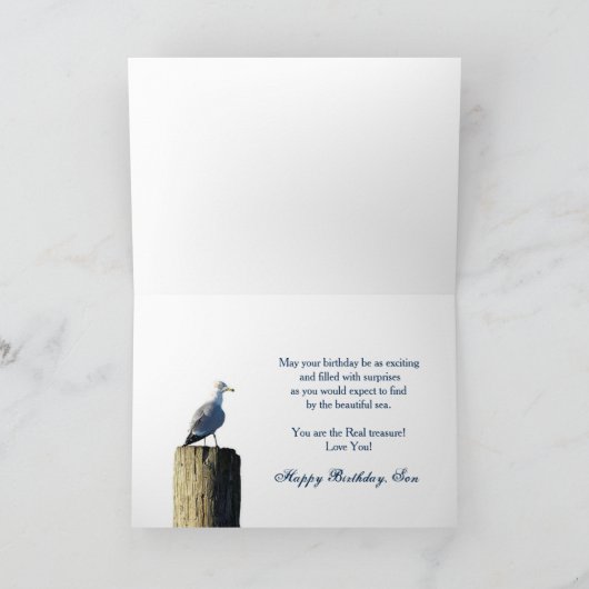 VERJAARDAG - Zoon - Marina - Zeemeeuwen Kaart (Binnen)