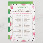 Verjaardag Zou Hij Liever bewerkbaar spel Watermel (Voorkant / Achterkant)