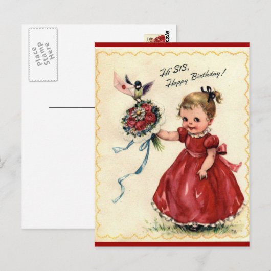  verjaardag zus briefkaart (Voorkant / Achterkant)