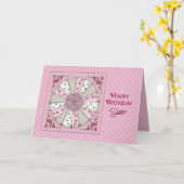 VERJAARDAG - ZUS -  IN ROZE KAART (Gele Bloem)