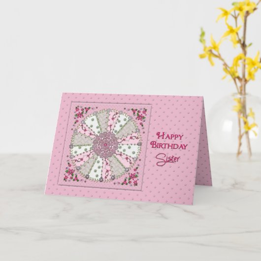 VERJAARDAG - ZUS -  IN ROZE KAART (Gele Bloem)