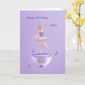 Verjaardag, zus, muziekdoos Ballerina Kaart (Gele Bloem)