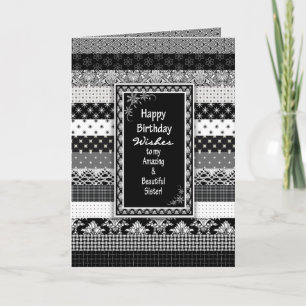 Verjaardag, ZUS, zwart/wit print lagen Kaart