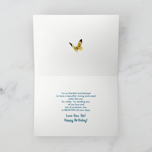 Verjaardag - Zuster - Bucket of Flowers Kaart (Binnen)