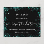 Verjaardag zwart blauwgroen groen save the date ca (Voorkant)