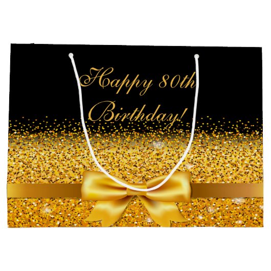 Verjaardag zwart goud boog klassieke naam groot cadeauzakje (Achterkant)