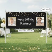 Verjaardag Zwart Goud Confetti 2 Foto Script Spandoek