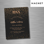 Verjaardag zwart goud confetti jaar geboorte luxe magnetische uitnodiging<br><div class="desc">Een moderne,  elegante en uitnodiging. Een zwarte achtergrond versierd met gouden confetti. Personaliseer en voeg geboortejaar,  naam en details toe.</div>