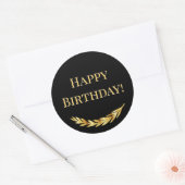 Verjaardag zwart goud decor ronde sticker (Envelop)
