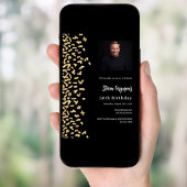 Verjaardag zwart goud foto kaart