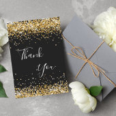 Verjaardag zwart goud glitter bedankt! bedankkaart
