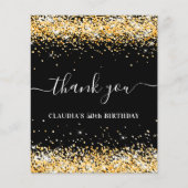 Verjaardag zwart goud glitter bedankt budget flyer (Voorkant)