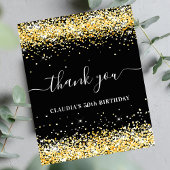 Verjaardag zwart goud glitter bedankt budget flyer