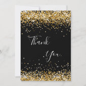 Verjaardag zwart goud glitter bedankt! kaart (Voorkant)