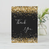 Verjaardag zwart goud glitter bedankt! kaart (Staand voorkant)